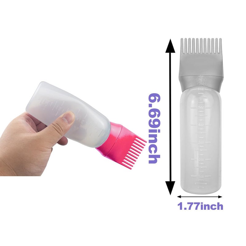 ELANE 4 Pack Hair Oiler Comb Bottle,Root Comb Applicator Bottle for Hair Oil Scalp Hair Oiling Applicator(Grey+Red) - Image 2